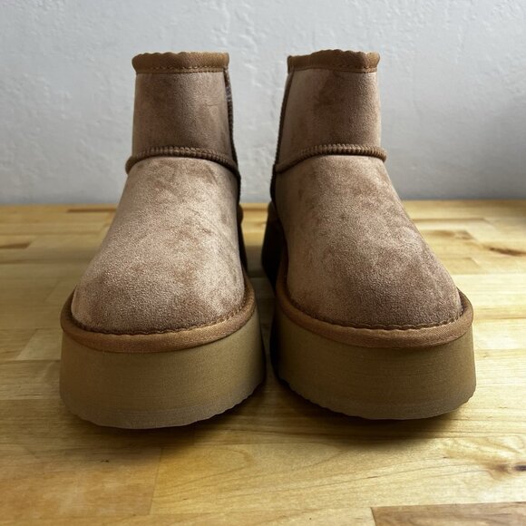STEVE MADDEN Enchanting Ankle Booties Size 8 Chestnut Brown Platform Winter Boot - Picture 4 of 10
